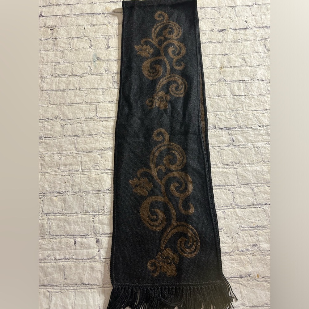 Jnca’s Inc Alpaca Made Un Peru Black Brown With Fringe Oblong Scarf O/S View 6